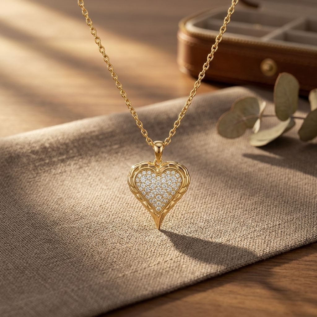925 Sterling Silver Moissanite Double Heart Pave Pendant Necklace for Women
