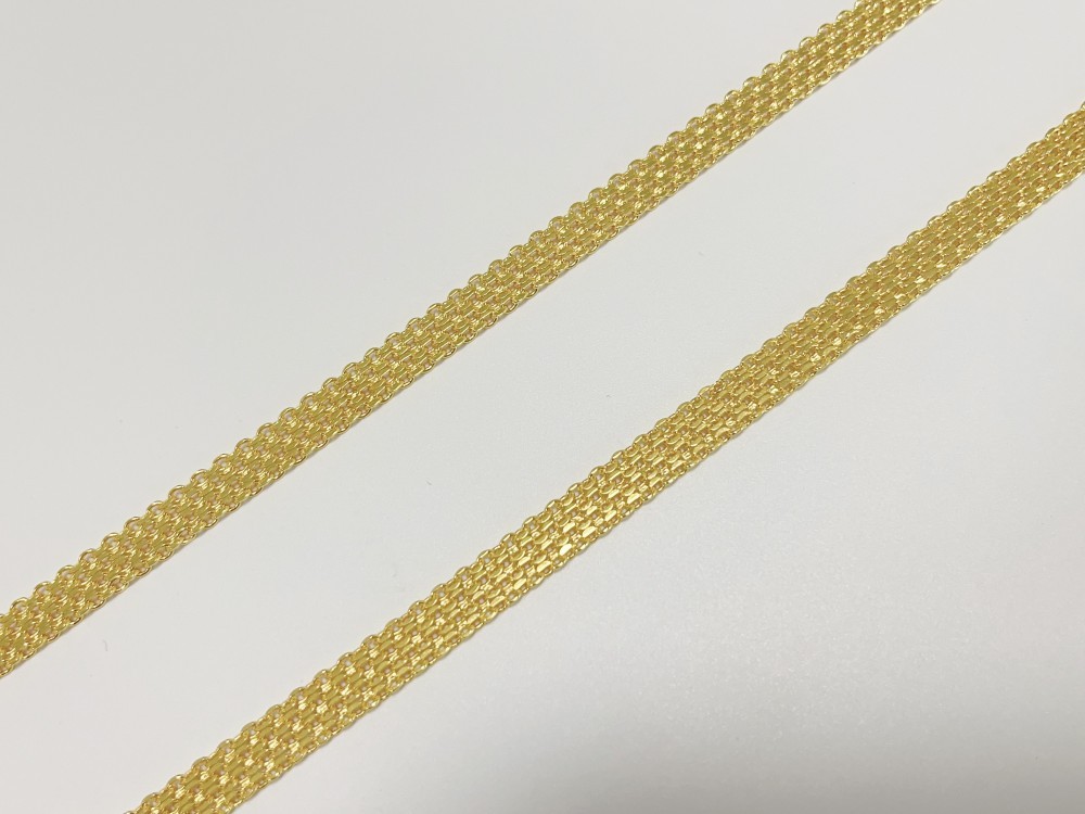 Solid 18K Yellow Gold Vintage Multi Layer Wide Necklace Chain 8mm 24in men/women