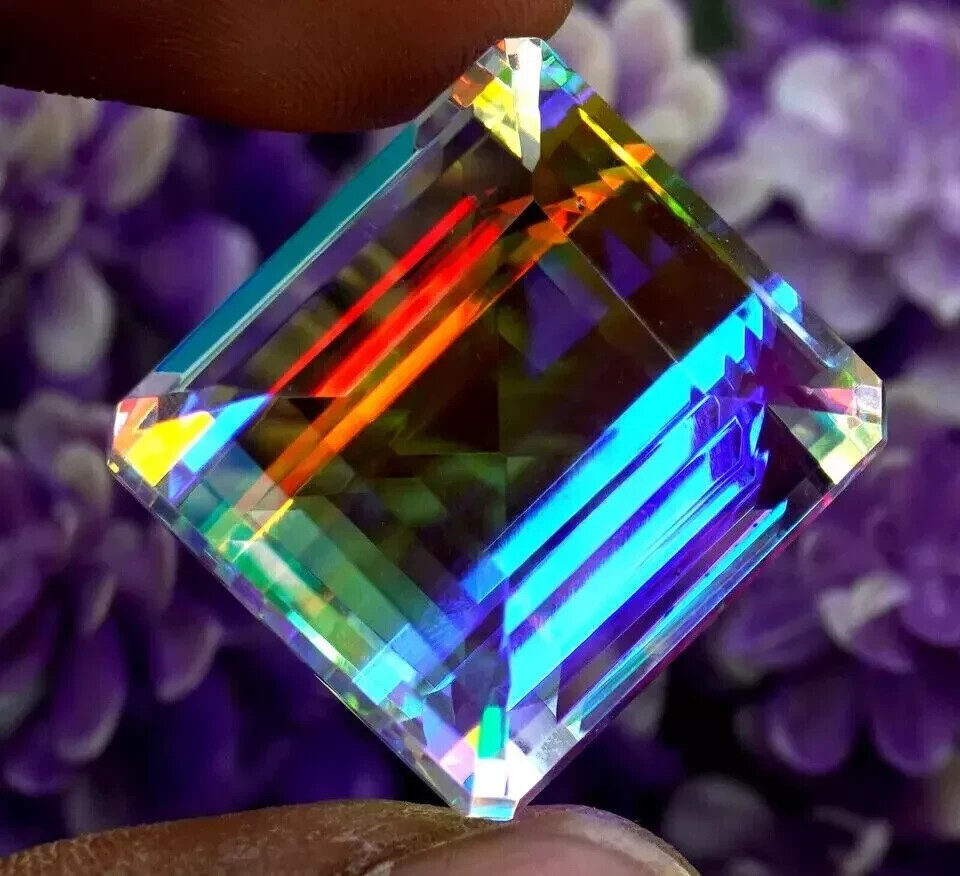 Rainbow Natural Emerald Cut 100+ Ct Mystic Topaz Loose Gemstone EGL Certified