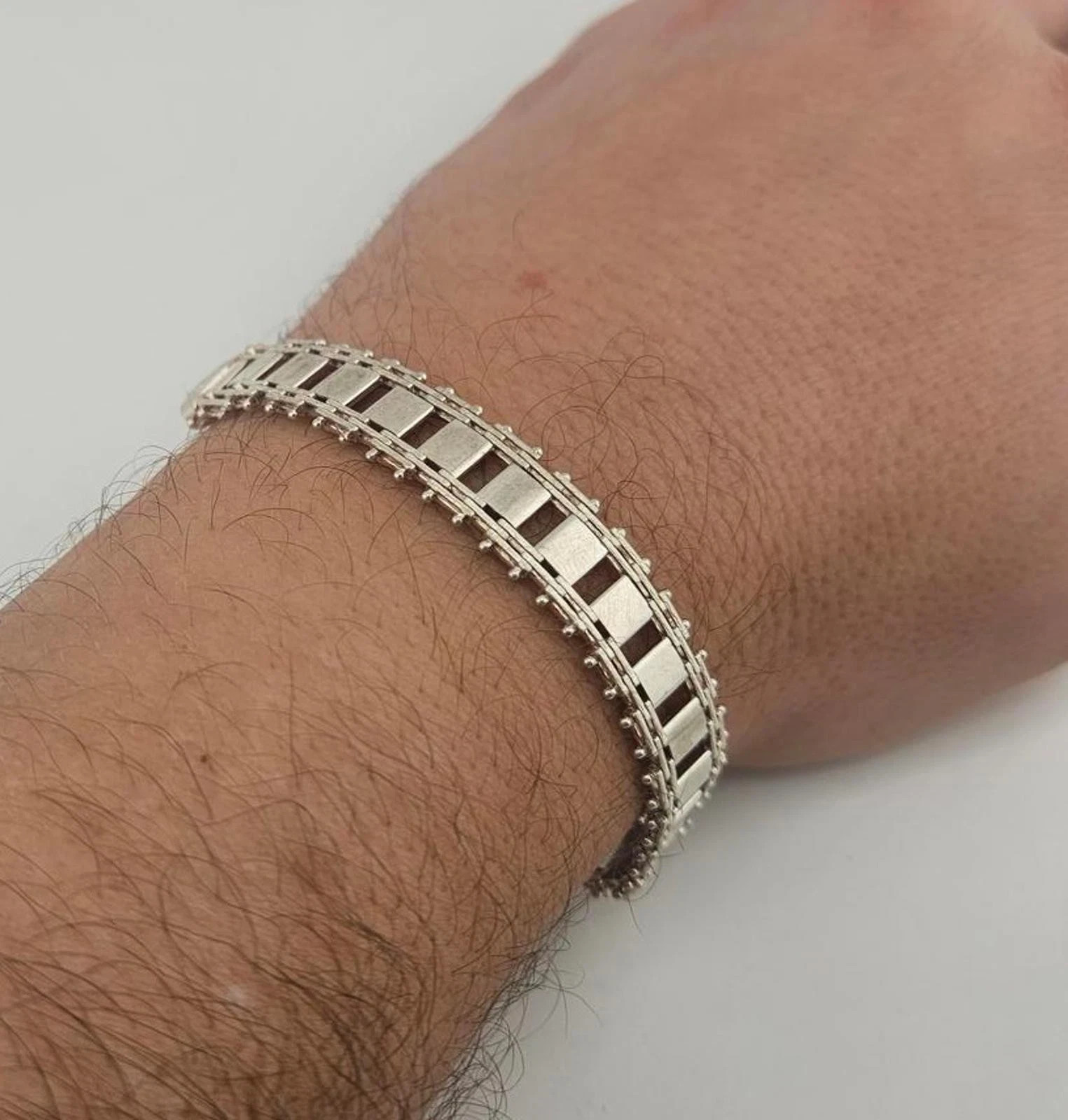 Solid Sterling Silver Unique Ladder Railroad Track Custom 7″ Bracelet