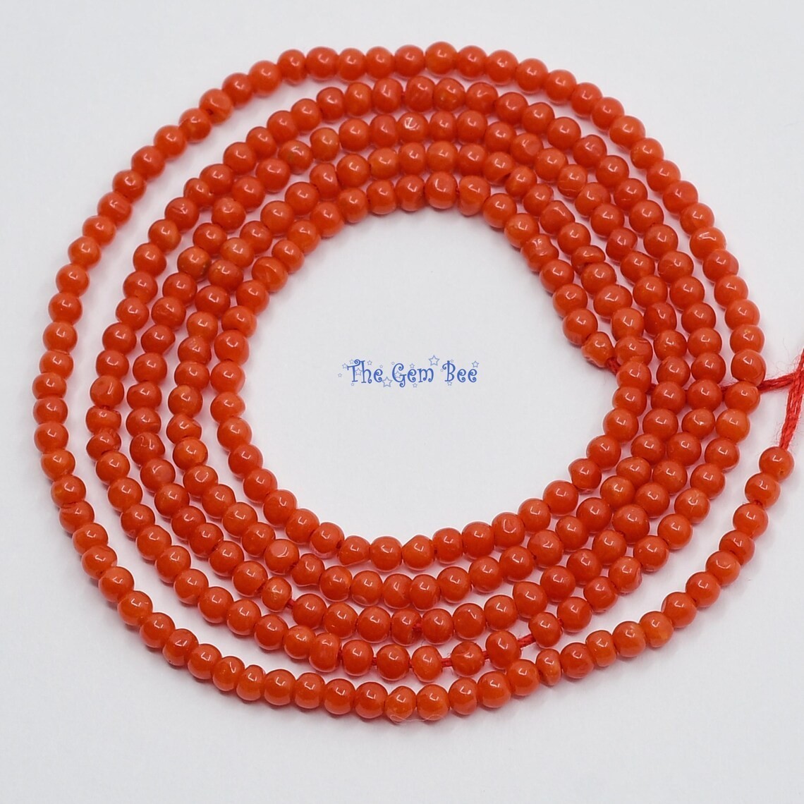 2mm AA Top Italian Sardinia Undyed Salmon Orange Red Seed Coral Round Bead 20″