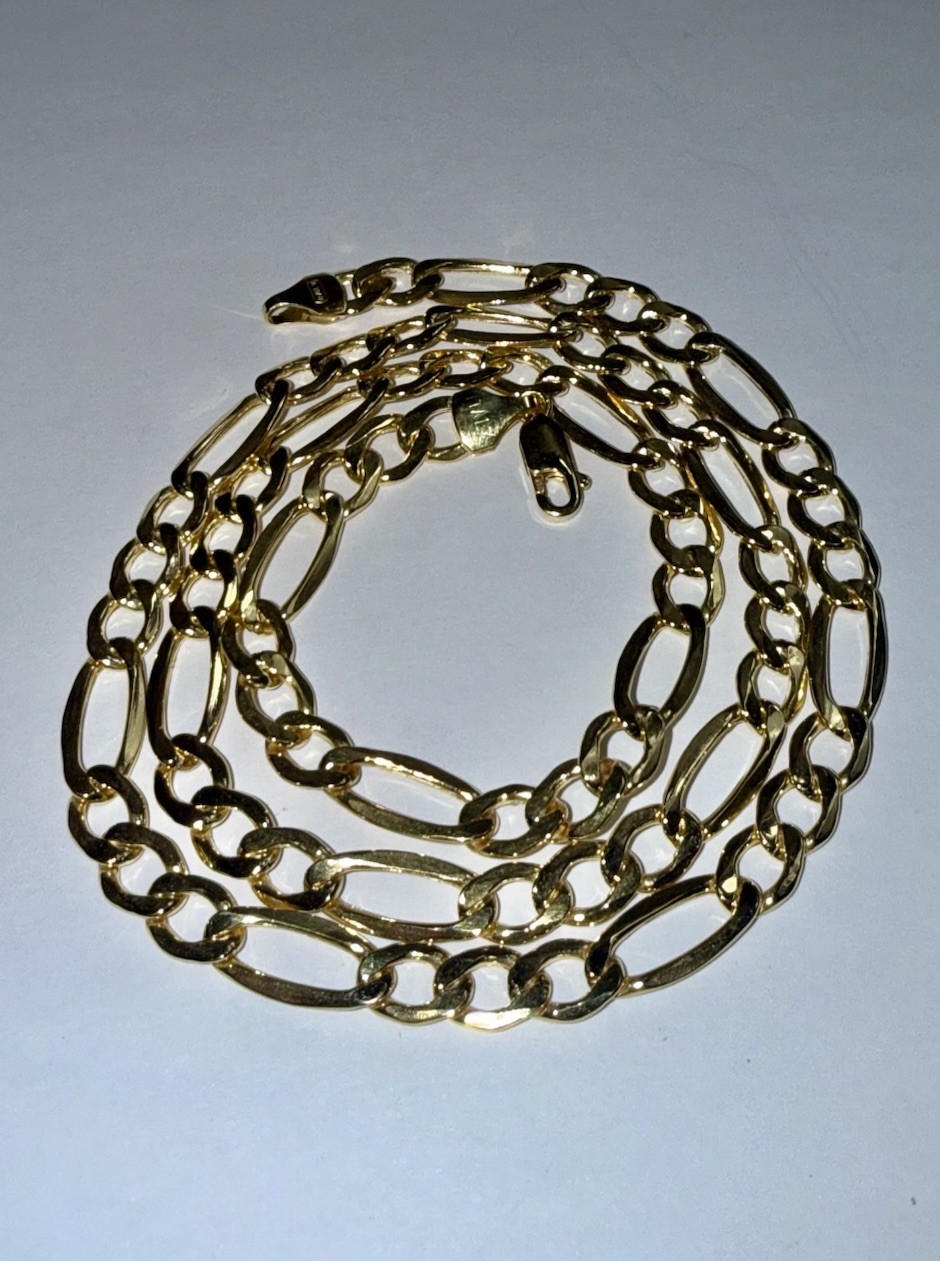 ESTATE Solid 10K Gold 6.7mm Figaro Chain Necklace 22”
