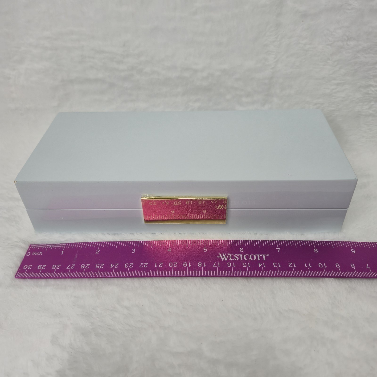 Addison Ross LTD Polished Lacquer Wood Jewelery Box Glossy Sky Blue 4″x9″ READ