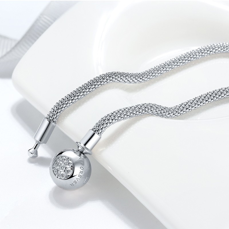 Snake Chain Charm Bracelet Sterling Silver Cz Love Clasp Ginger Lyne Collection