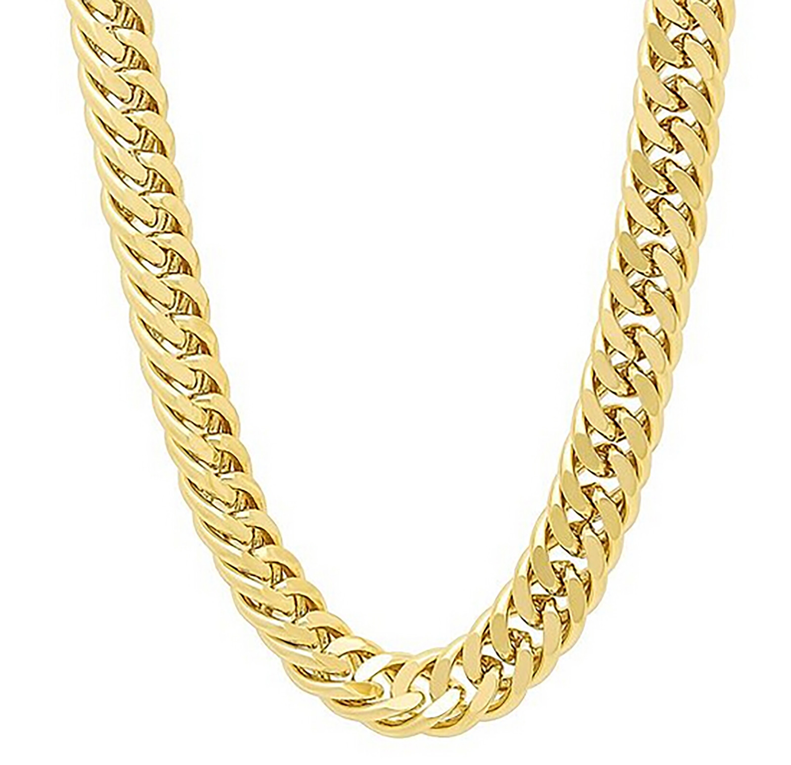 Real ITALIAN 18K GOLD FINISH Double Cuban Curb Chain Necklace