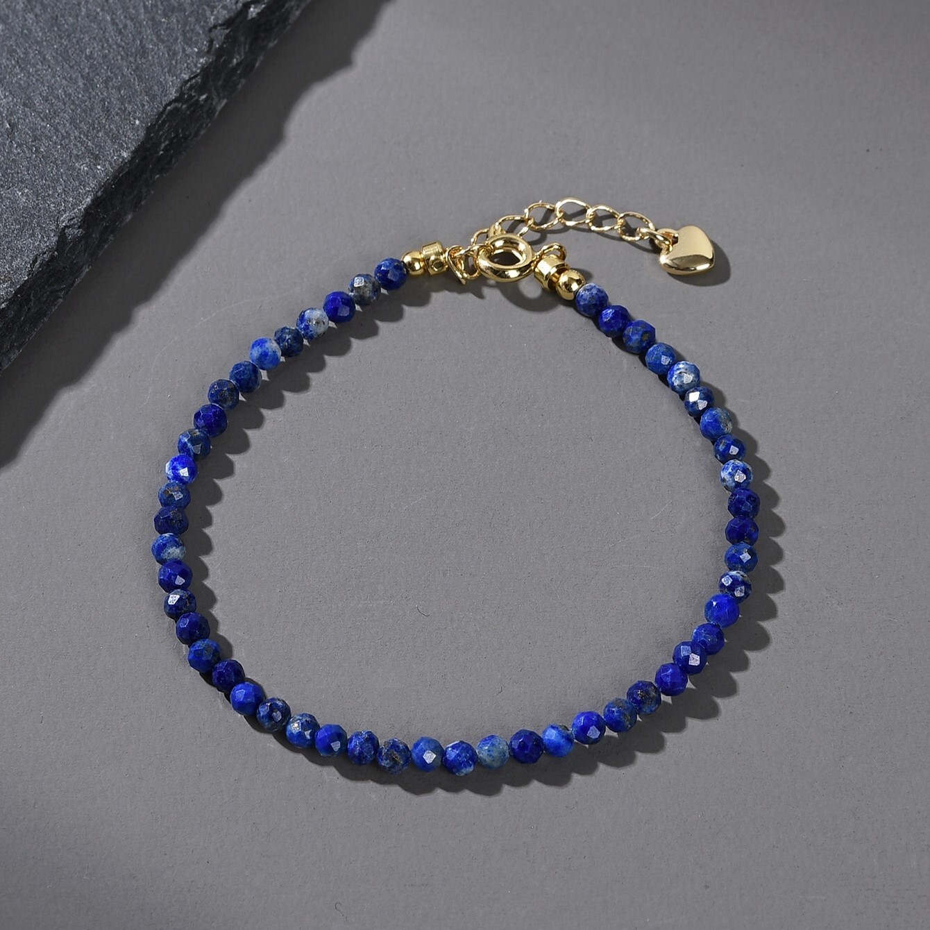 Natural Lapis Lazuli Dainty Bracelet Blue Faceted Gemstone Bracelet Handmade