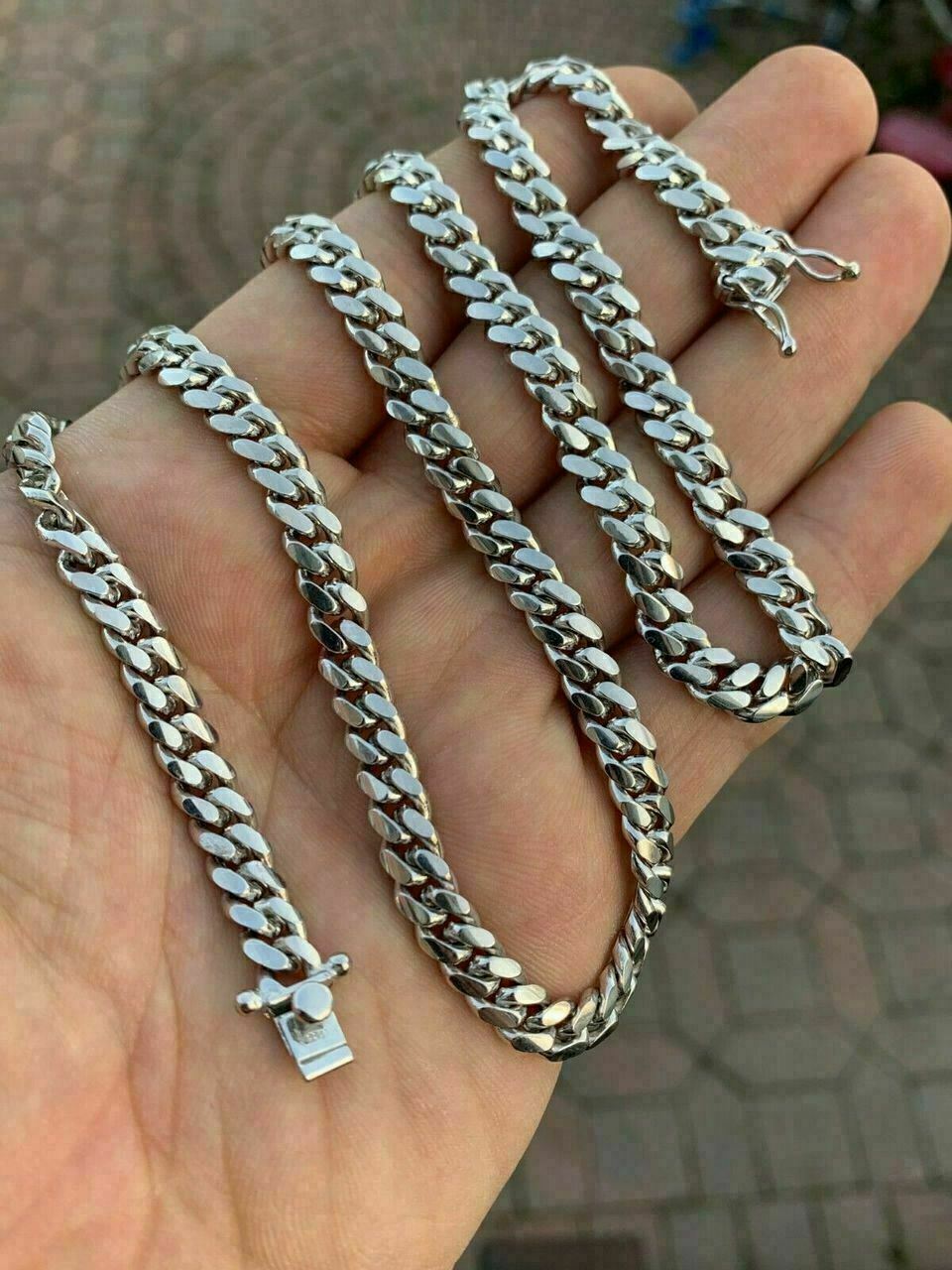 Miami Cuban Link Chain Real Solid 925 Silver ITALY Heavy 6mm 18-30″ Box Lock