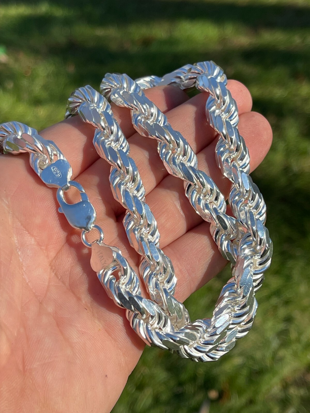Real Solid 925 Sterling Silver 11mm Thick Men’s Rope Chain Necklace Heavy Kilo