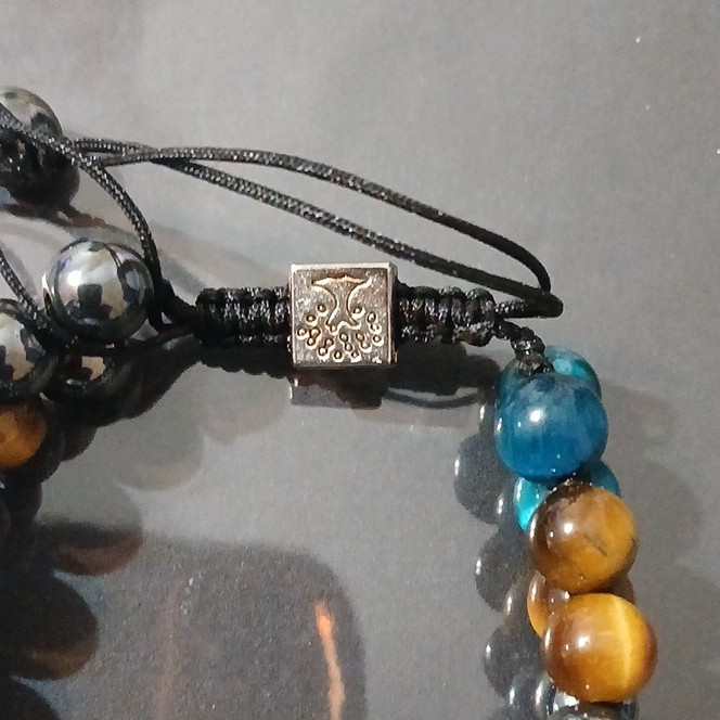 Multicolor Adjustable Beaded Cord Bracelet Round Stone Beads Slide Closure