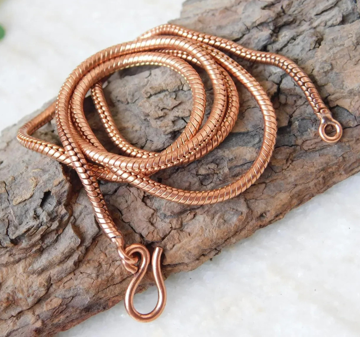16 inch Pure Copper Round Snake Chain Necklace, Healing Copper Jewelry Spiritual