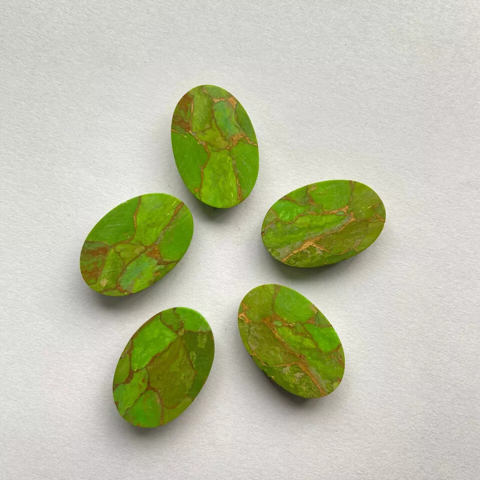 [WHOLESALE] GREEN COPPER TURQUOISE CABOCHON OVAL SHAPE LOOSE GEMSTONE