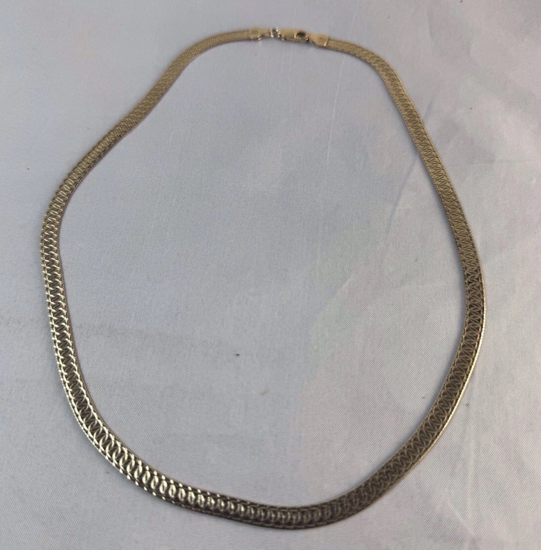Technibond Reversible Herringbone Chain Necklace Gold Plated Sterling Silver