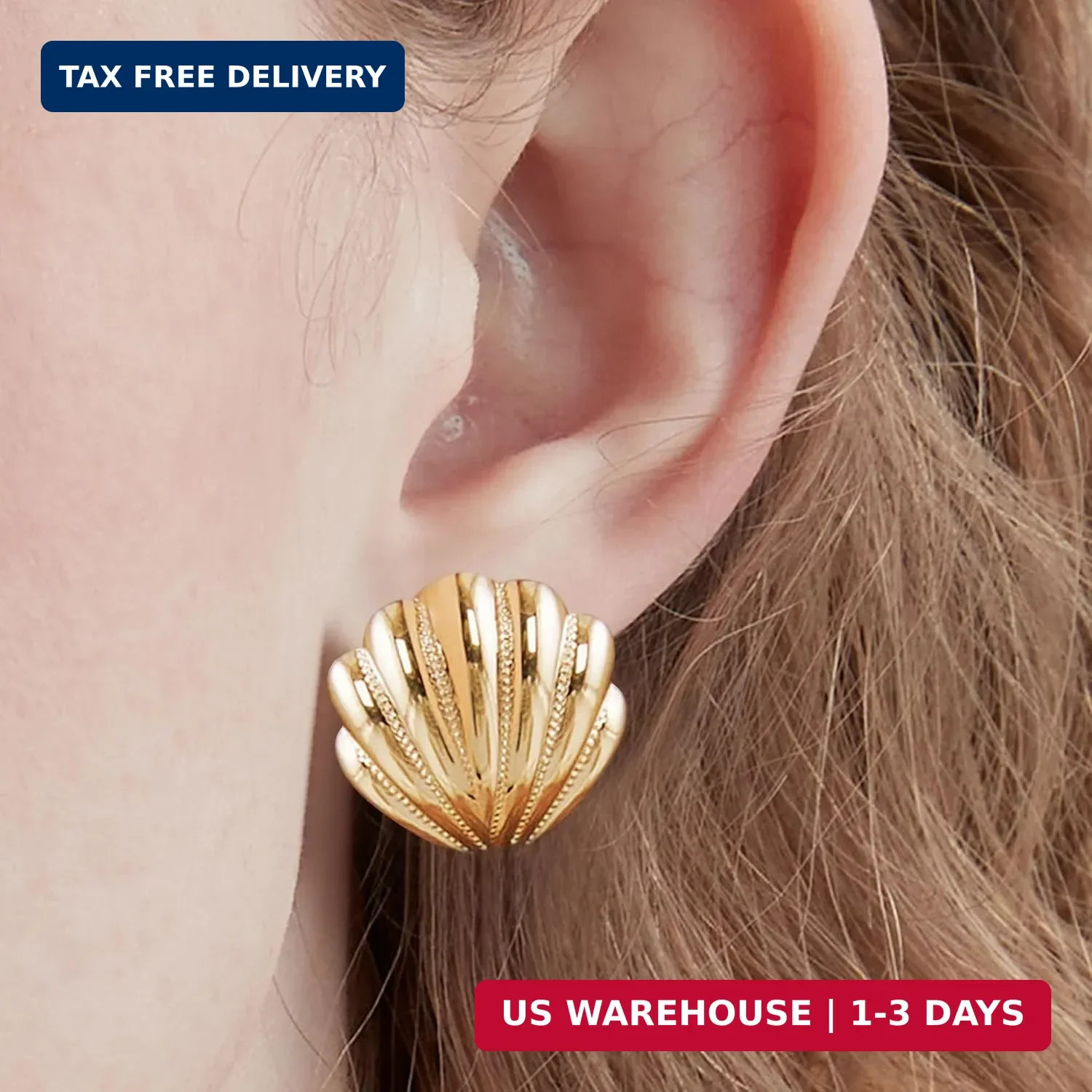 SmileBelle Gold Shell and Starfish Stud Earrings for Women, Summer Earrings | Li