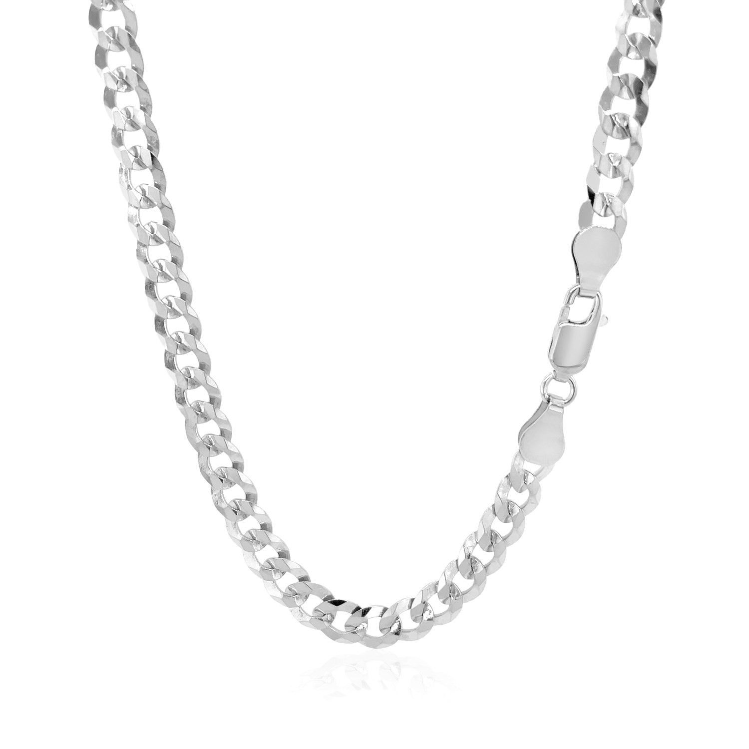 REAL Solid 925 Silver Flat Miami Curb Cuban Link Chain Necklace 4.2mm 22”