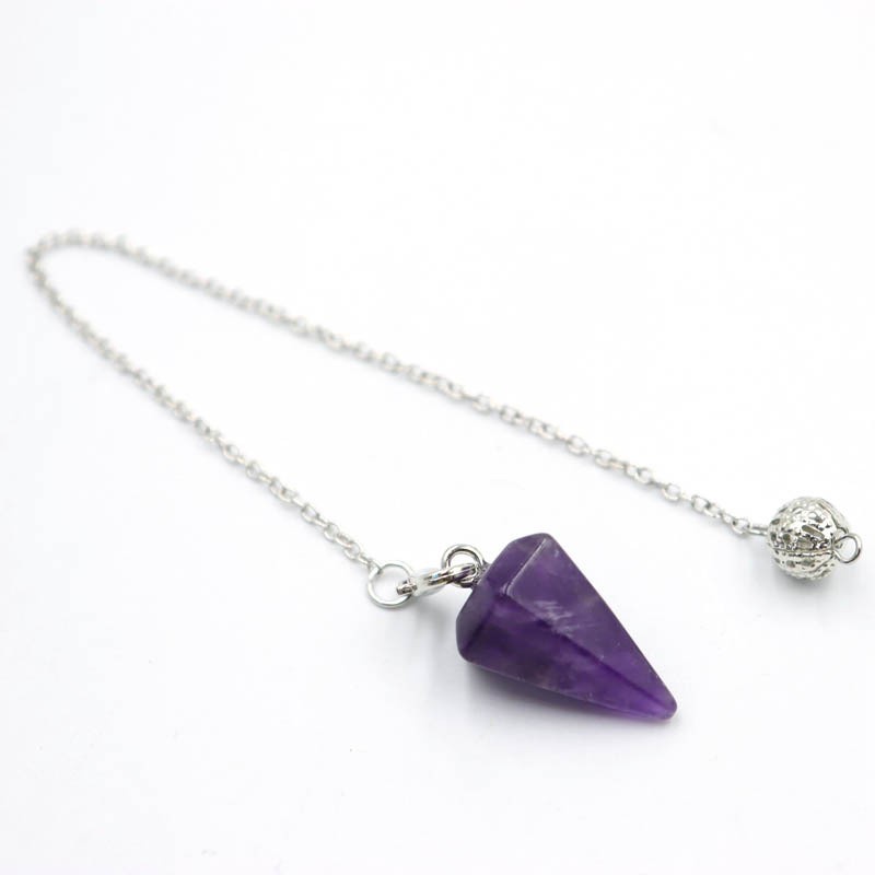Crystal Natural Gemstone Healing Energy Cone Hexagonal Point Pendulum Pendant