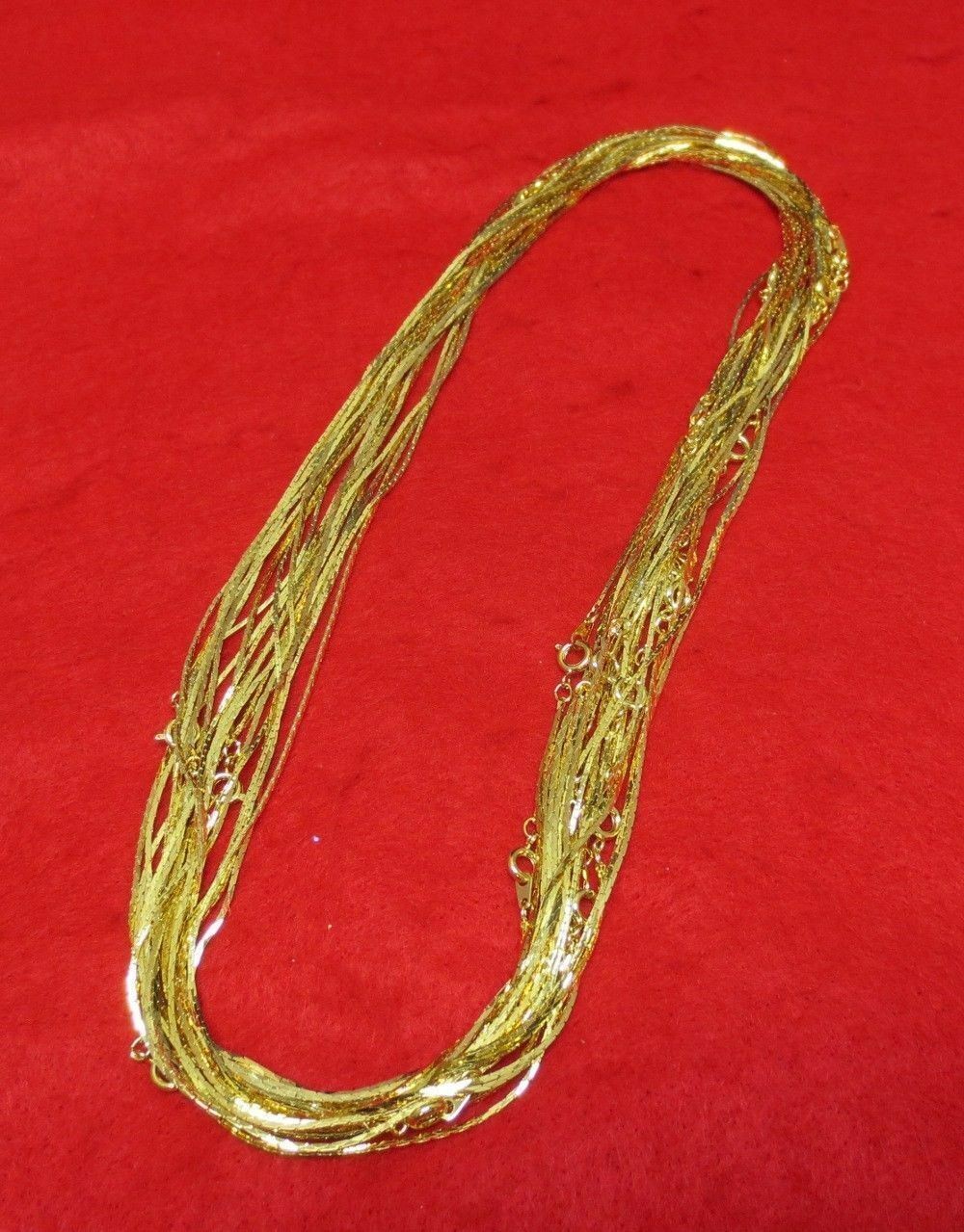 WHOLESALE LOT OF 12 PCS OF 14KT GOLD PLATED 24 INCH 1MM COBRA NECKLACES