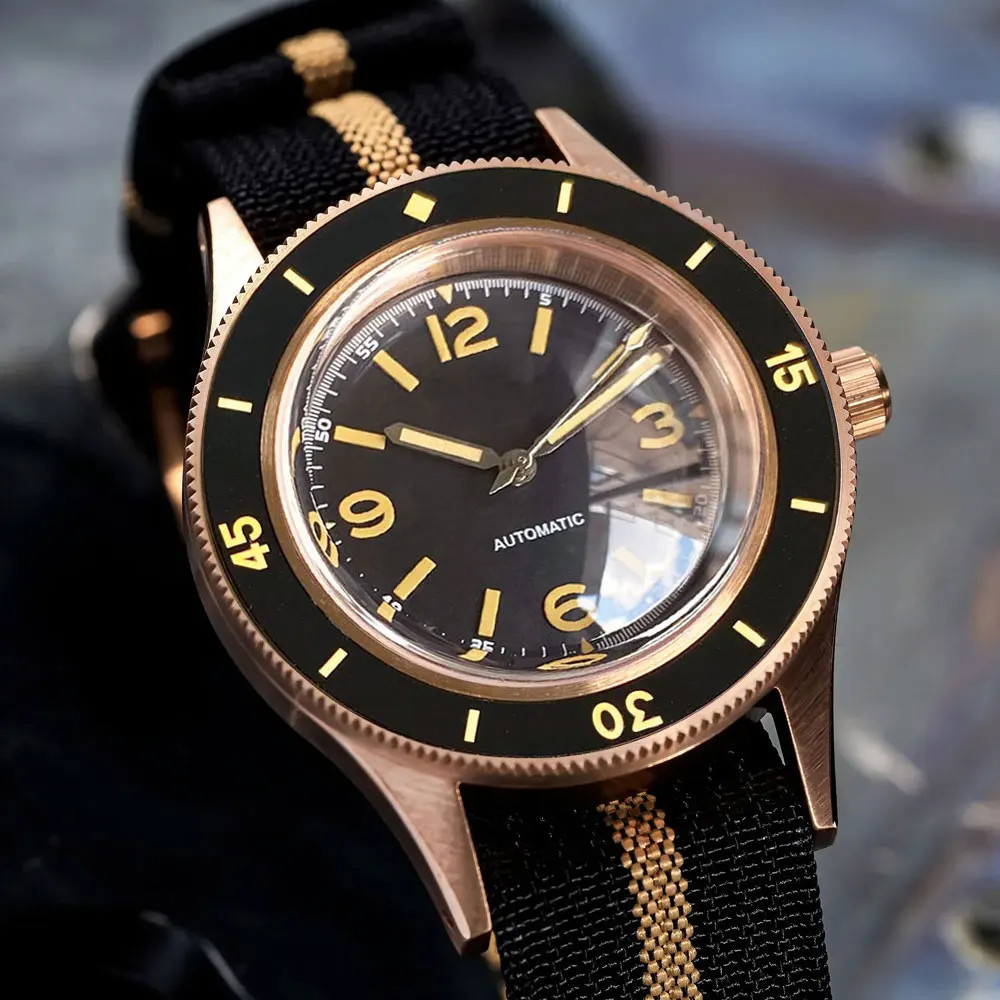 Tandorio 50 Fathoms Real CUSN8 Solid Bronze NH35A Auto Vintage Men Watch 20ATM