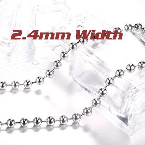 316L Stainless Steel Ball Chain Necklace 2.4-6mm Pendant Chain Silver Tone – USA