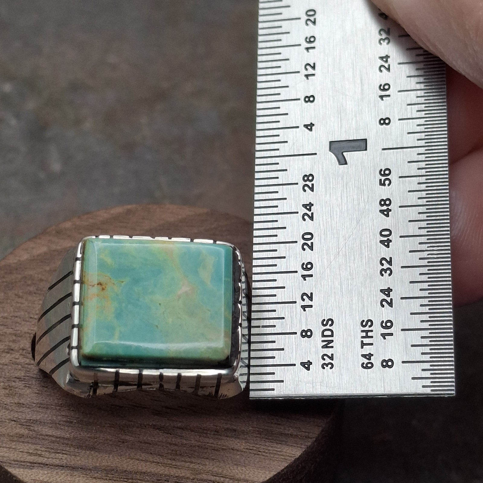 Men’s Royston Turquoise Ring Sterling Silver Signed R Size 10 Native American