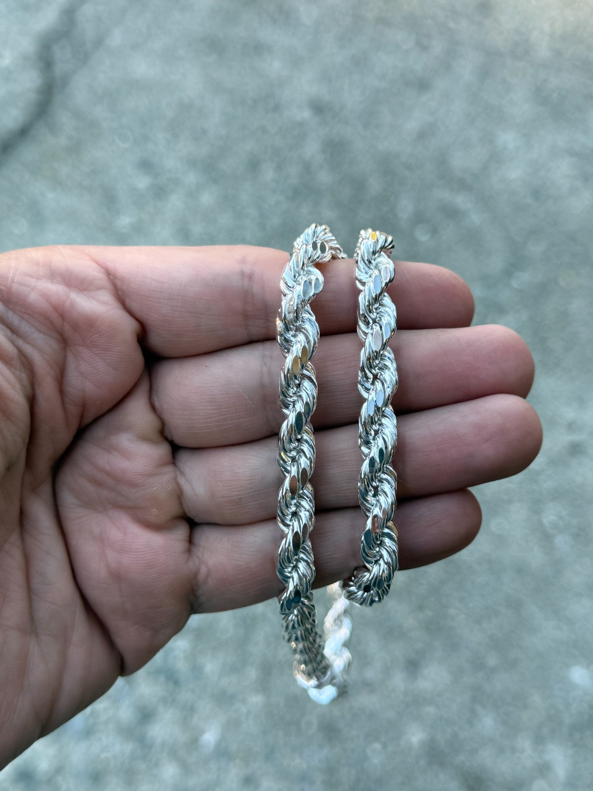 Solid 925 Sterling Silver Italian Rope Chain Mens Necklace 8mm – Diamond Cut