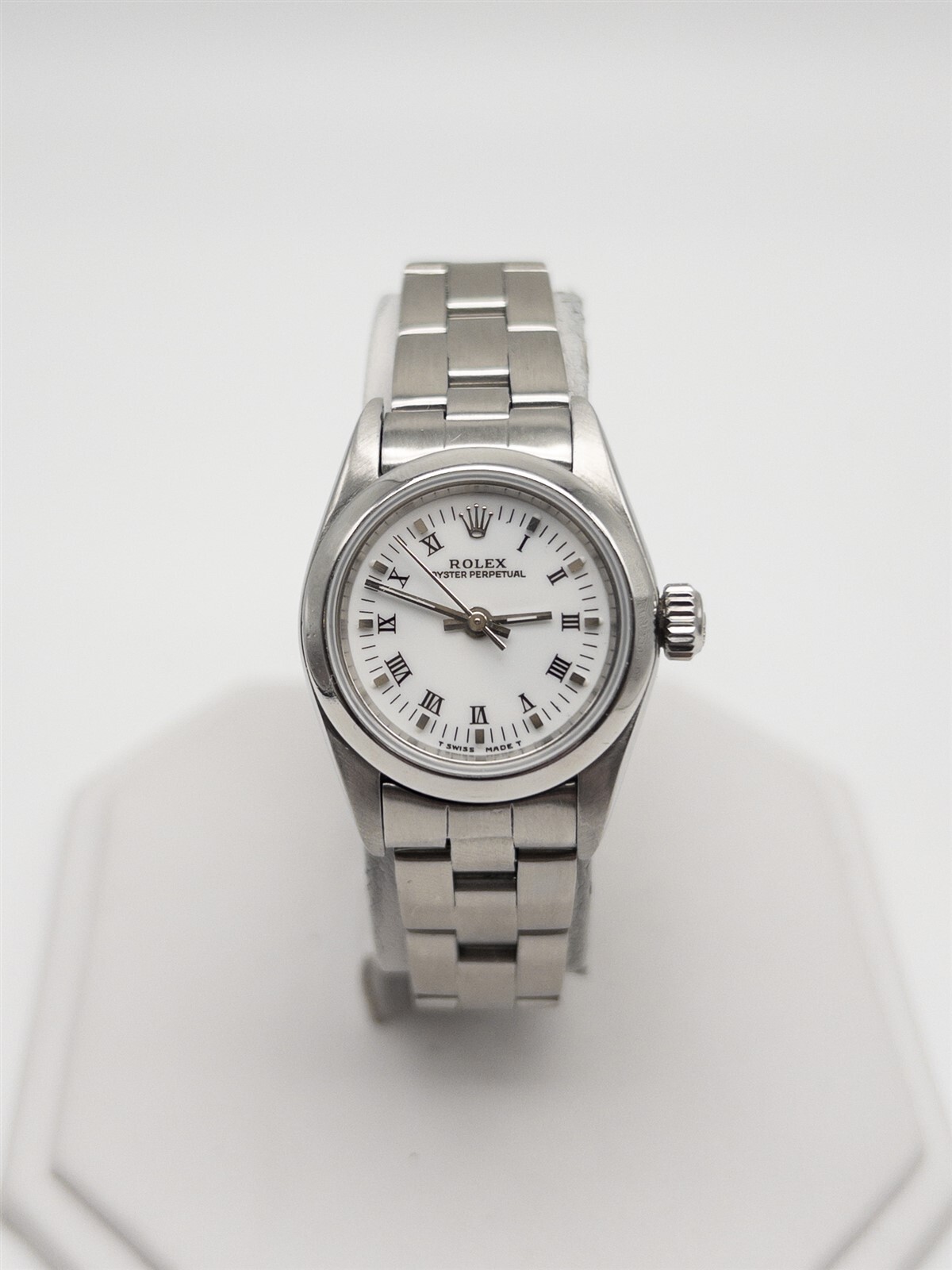 $10,000 ROLEX OYSTER PERPETUAL WHITE DIAL SS NO HOLES Ladies Watch SERVICED