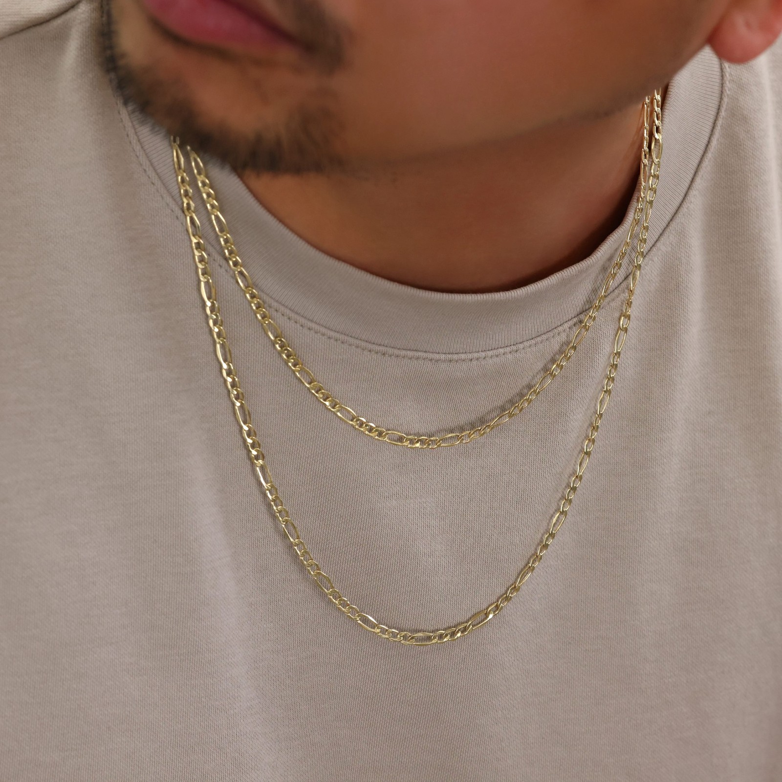 10K Yellow Gold 4.5mm Figaro Chain Italian Link Necklace Men Women 16″-30″