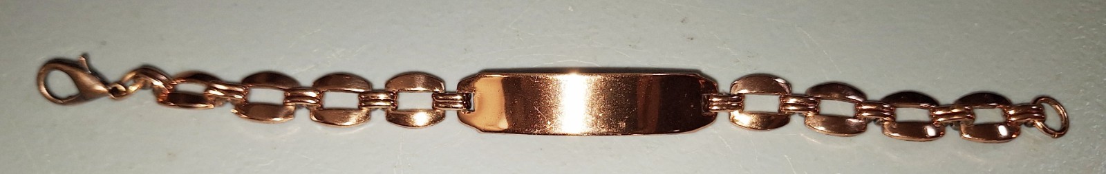 Vintage “Solid Copper” Stamped ID Bracelet, 6.5″ w/Window Link Chain