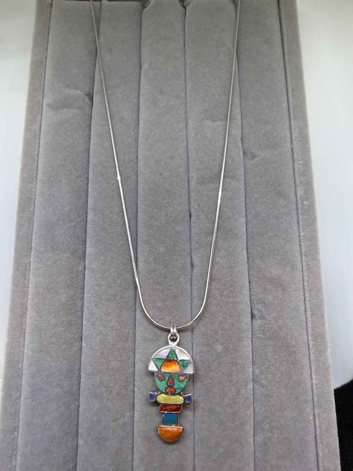 Peruvian Artistry Multi Gemstone Rainbow Legato Tumi Pend. Necklace Ster. Silv.