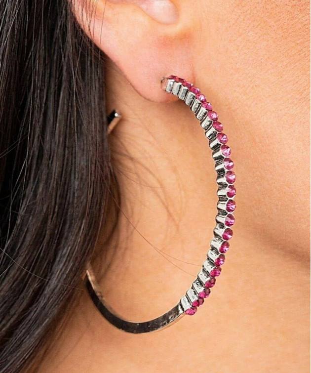 Paparazzi Making Rounds 💖 Pink Rhinestones 🔥 Earrings ~ Fan Favorite 🔥 HTF