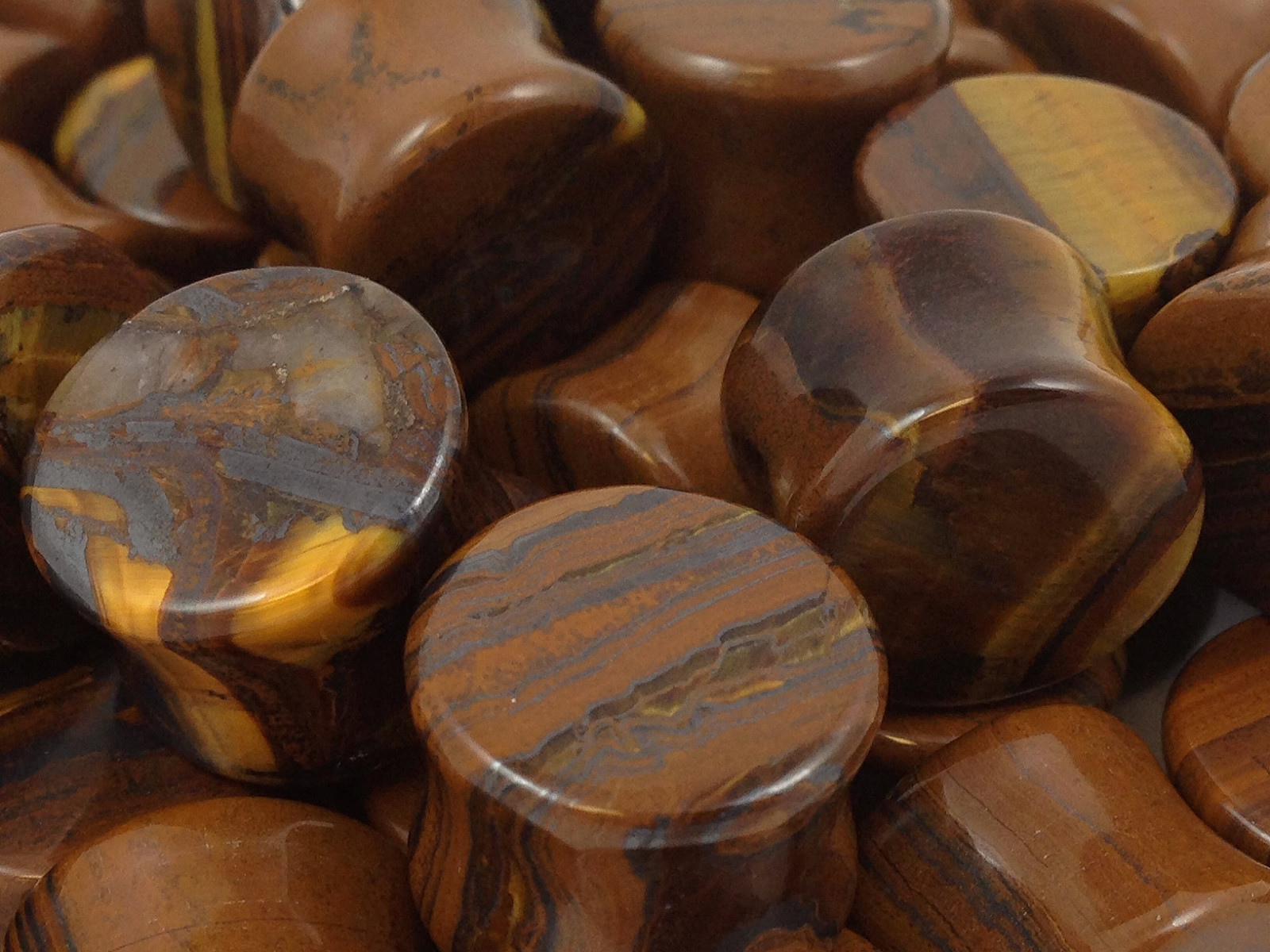PAIR Tiger Iron Organic Stone Plugs Gauges – 3mm (8g) to 38mm (1.5″) available!