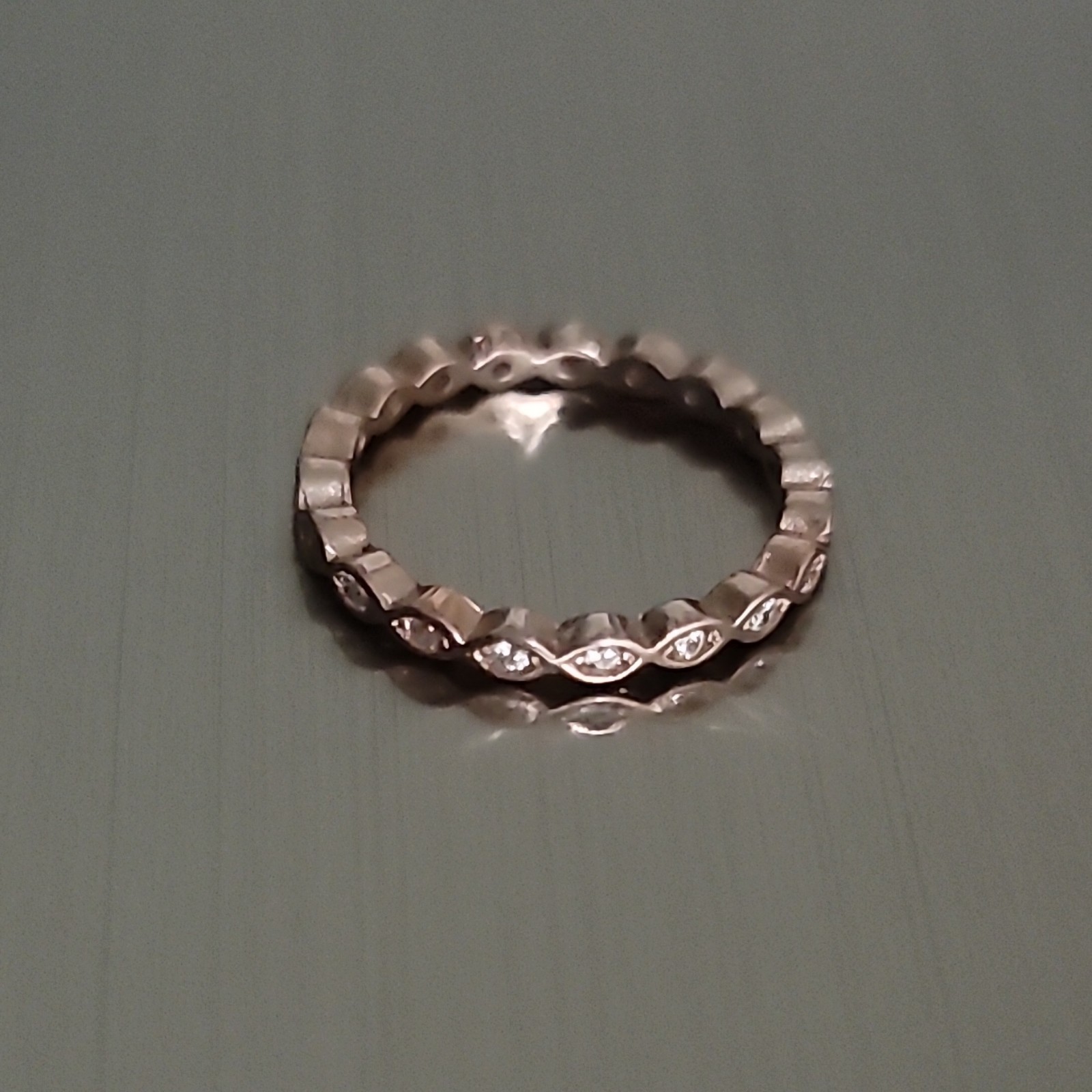 Rose Gold Plated Sterling Silver Stackable Band Ring Size 3 Cubic Zirconia