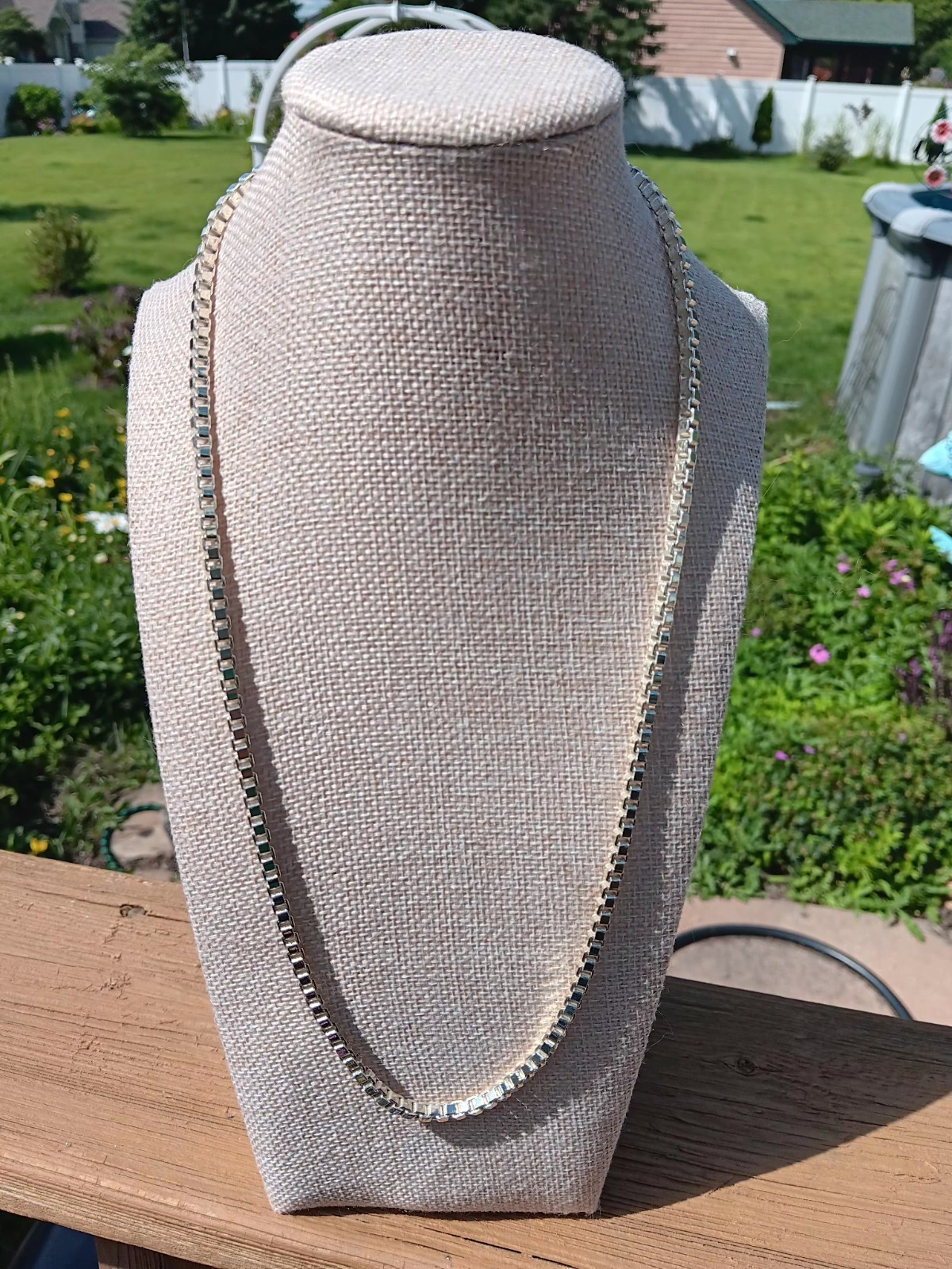 Vintage Talbots Chunky Venetian Box Chain Designer Necklace 22.5”
