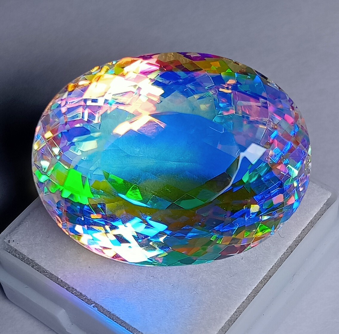 Mystic Topaz Natural Rainbow Certified Oval Cut Excellent 67.80Ct Loose Gemstone