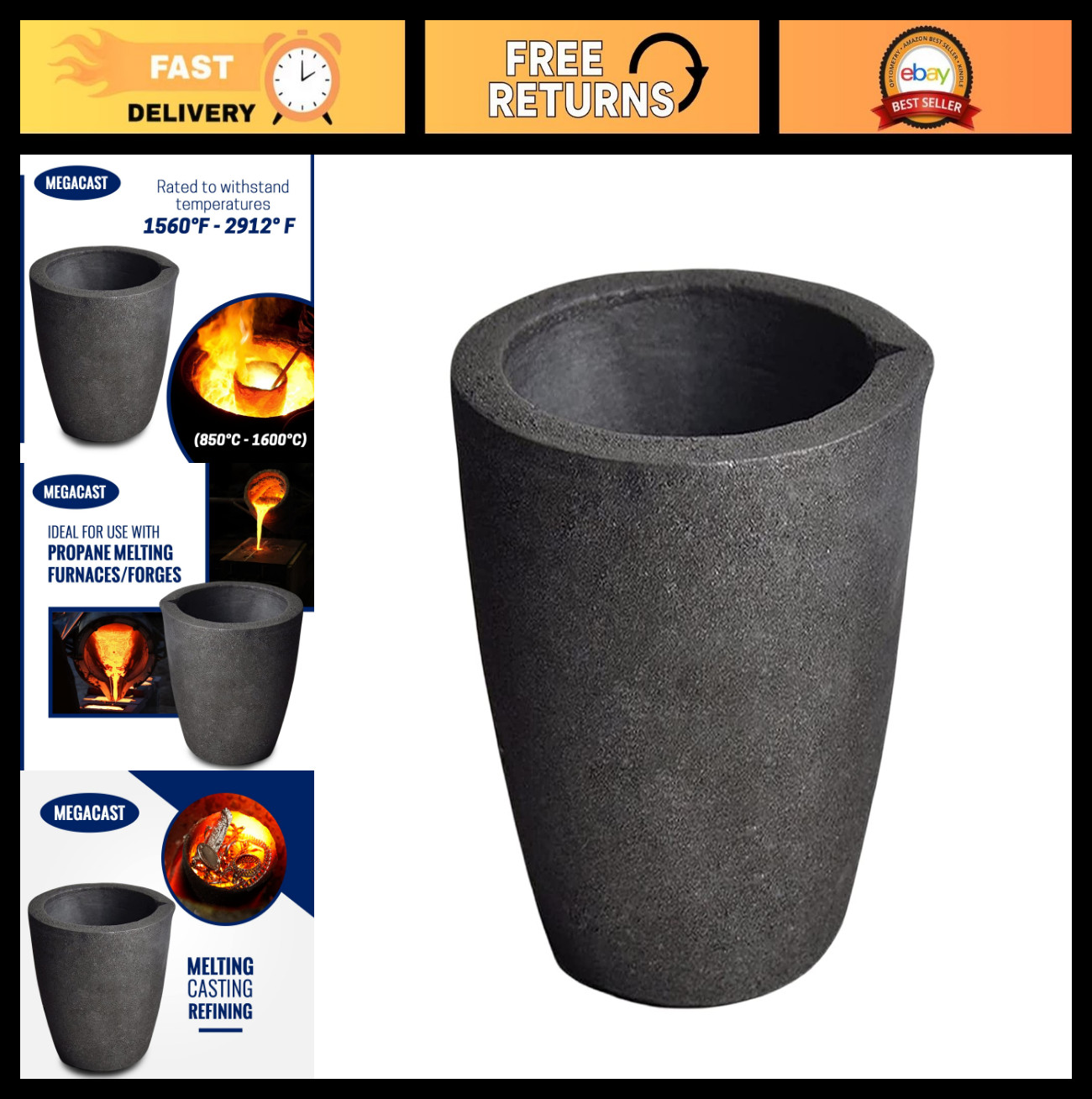 8KG Graphite Crucibles for Melting & Casting – Foundry Clay Furnace Torch for Go