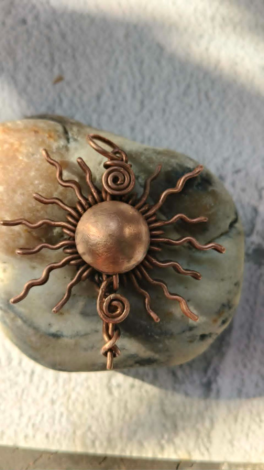Sun Copper Pendant Wire Wrapped Enhances Energy Health Luck Jewelry #PS0003
