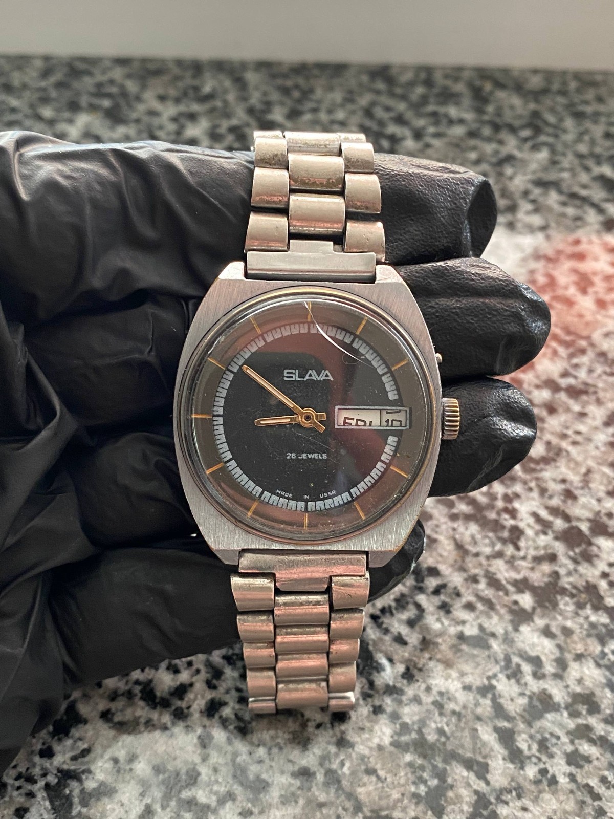 Vintage Slava USSR Watch 1970s Soviet mechanical Original Wristwach Rare
