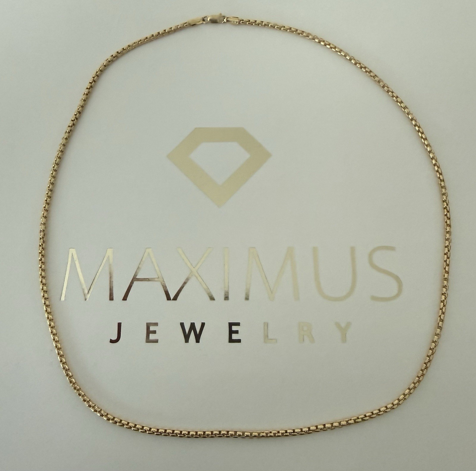 14k Real Yellow Gold Round Box Chain Necklace 20” Inch 2.4mm