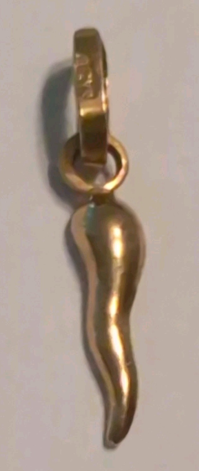18K Gold Italian Horn Charm Pendant