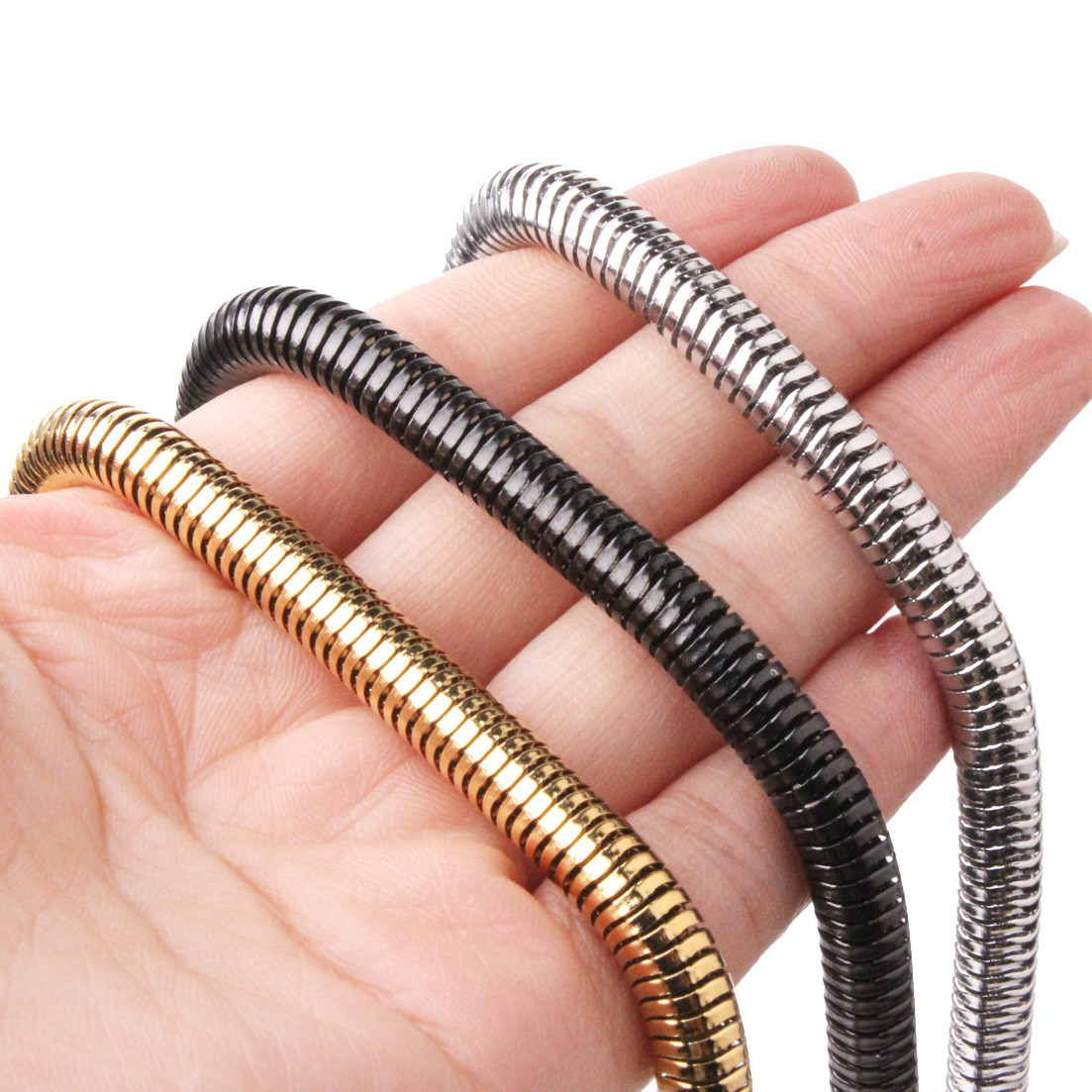 4.2/6mm Stainless Steel Cool Snake Round Chain Mens Womens Necklace Jewelry 24″
