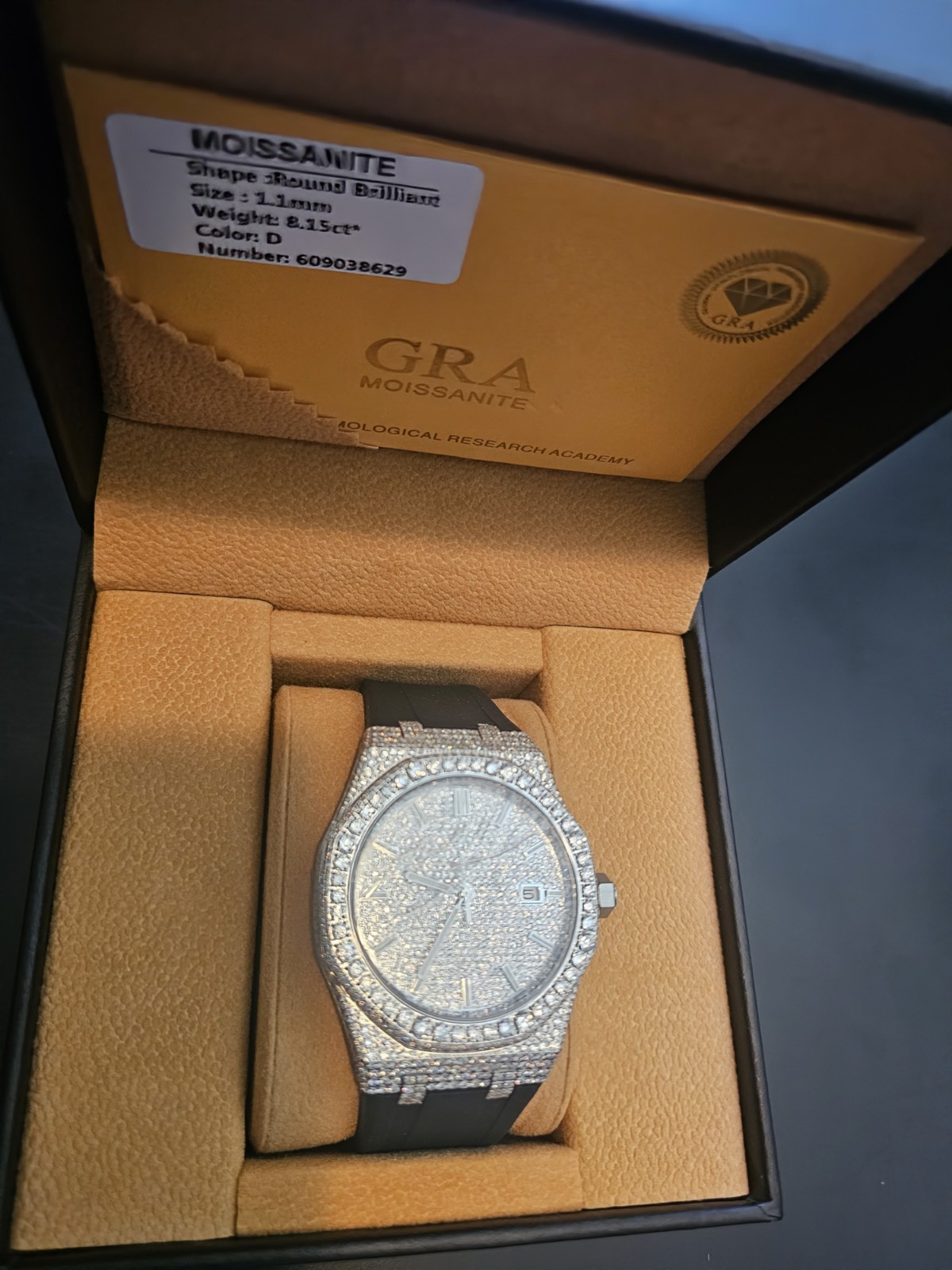 mens moissanite case watch