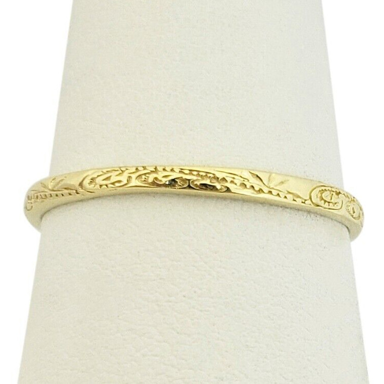Solid 10K Women’s Yellow Gold Engraved Hawaiian Scroll Ring 2mm Midi Size 1 – 12