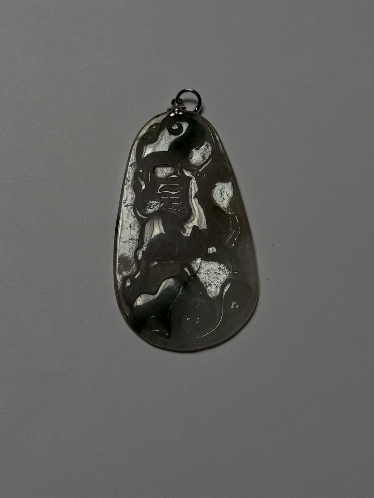 Silver Engraved Teardrop Charm Pendant, Metal, Animals & Insects Theme