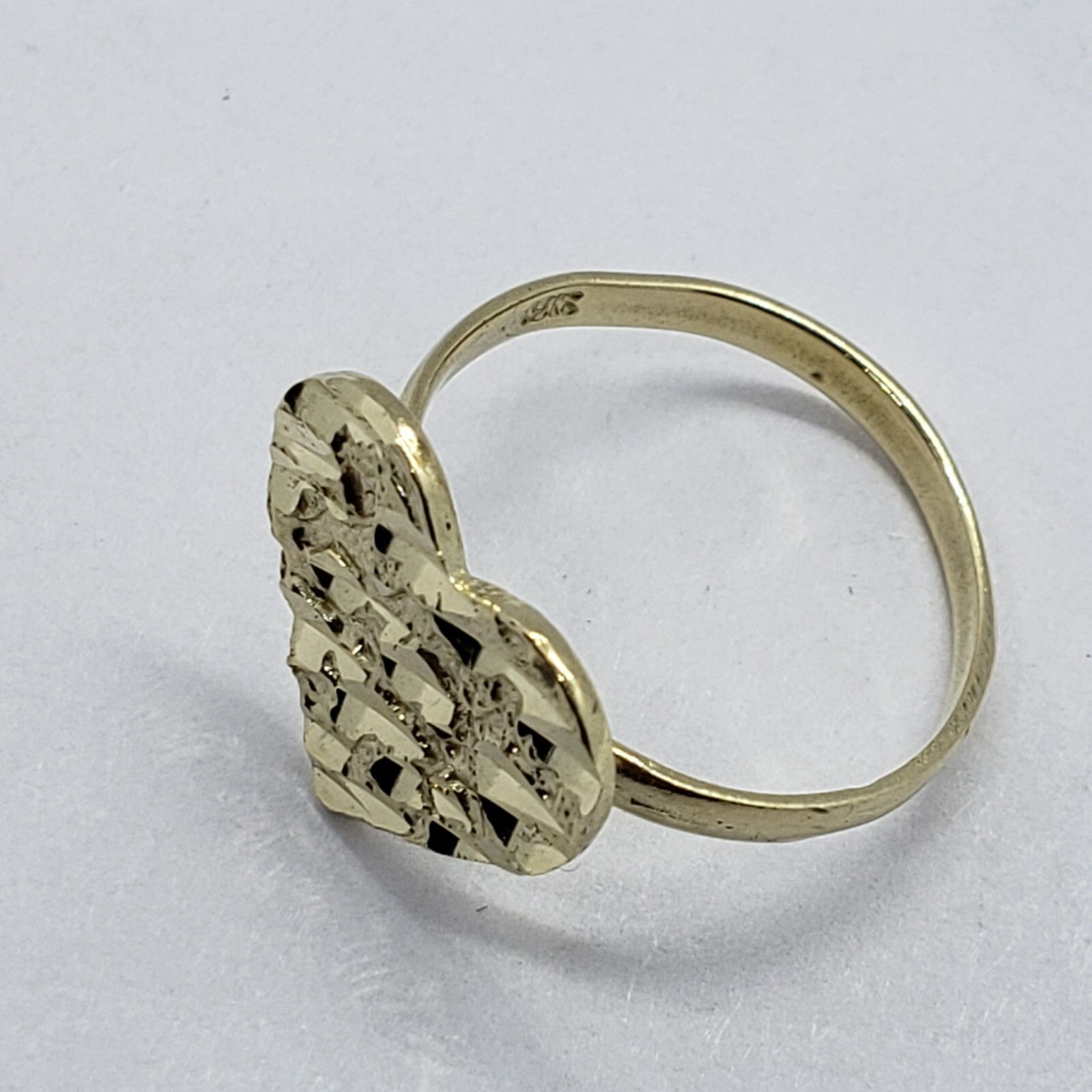 10K Yellow Solid Gold Flat Heart Nugget Ring Small Medium Large Ring Size 3-11
