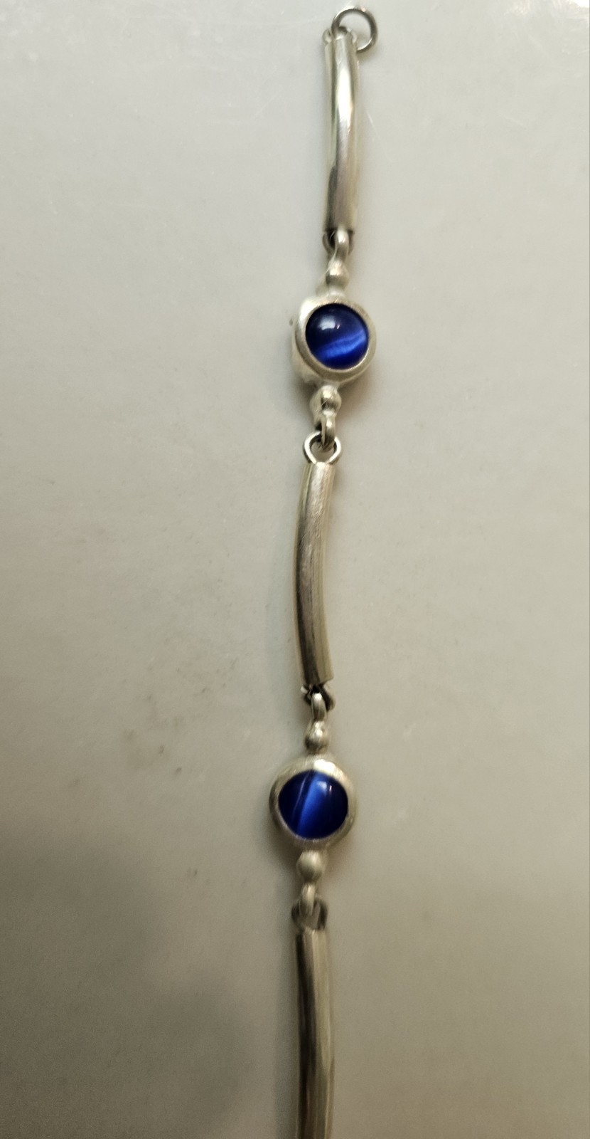 925 Sterling Blue Cat’s Eye Link Bracelet 7.7 Gram