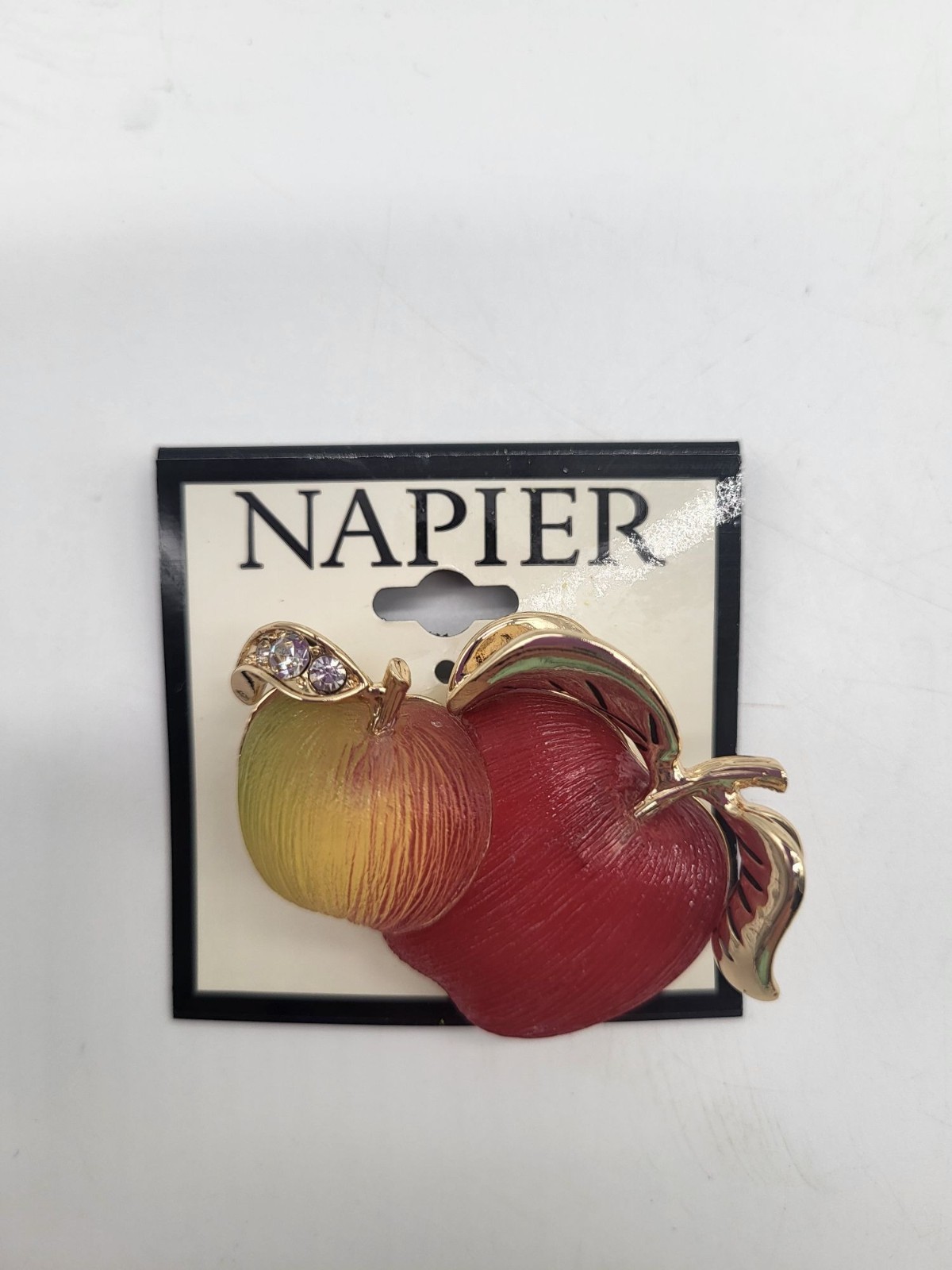 Napier Red Royal Gala Apple Brooch/Pin Frosted Lucite Resin SIGNED Fall Teacher