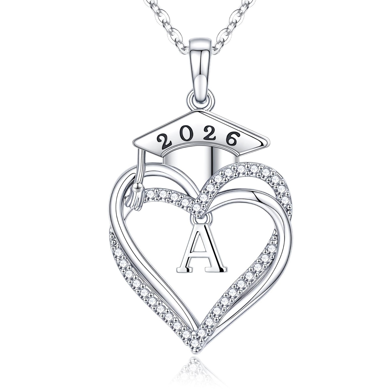 Heart Initial Graduation Necklace – Perfect 2026 Gift for Women, High School & C