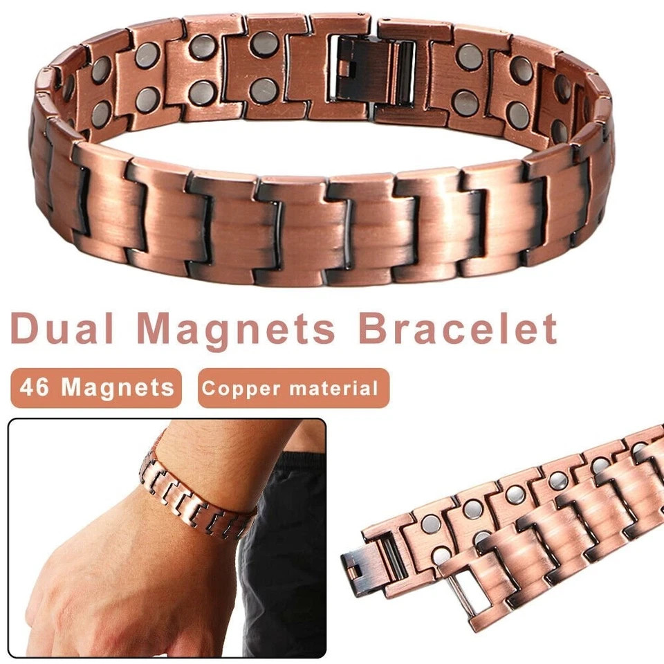 2 Pack Pure Copper Magnetic Bracelet Arthritis Pain Therapy Energy Cuff Bangle