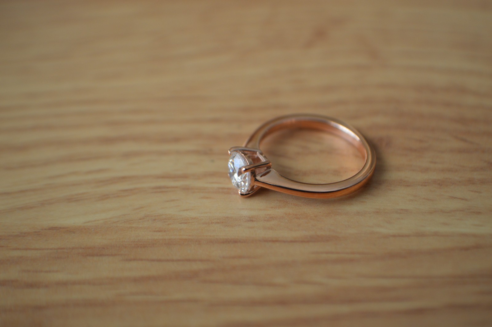 0.75ct Moissanite Solitaire Ring 18k Rose Gold Plated over Fine Silver Size 5