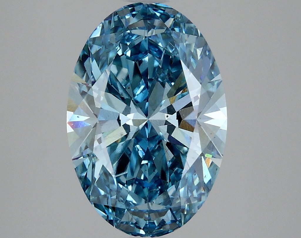 Lab Grown 3.02 Ct Fancy Vivid Blue Color VS2 OVAL Cut IGI Certified CVD Diamond
