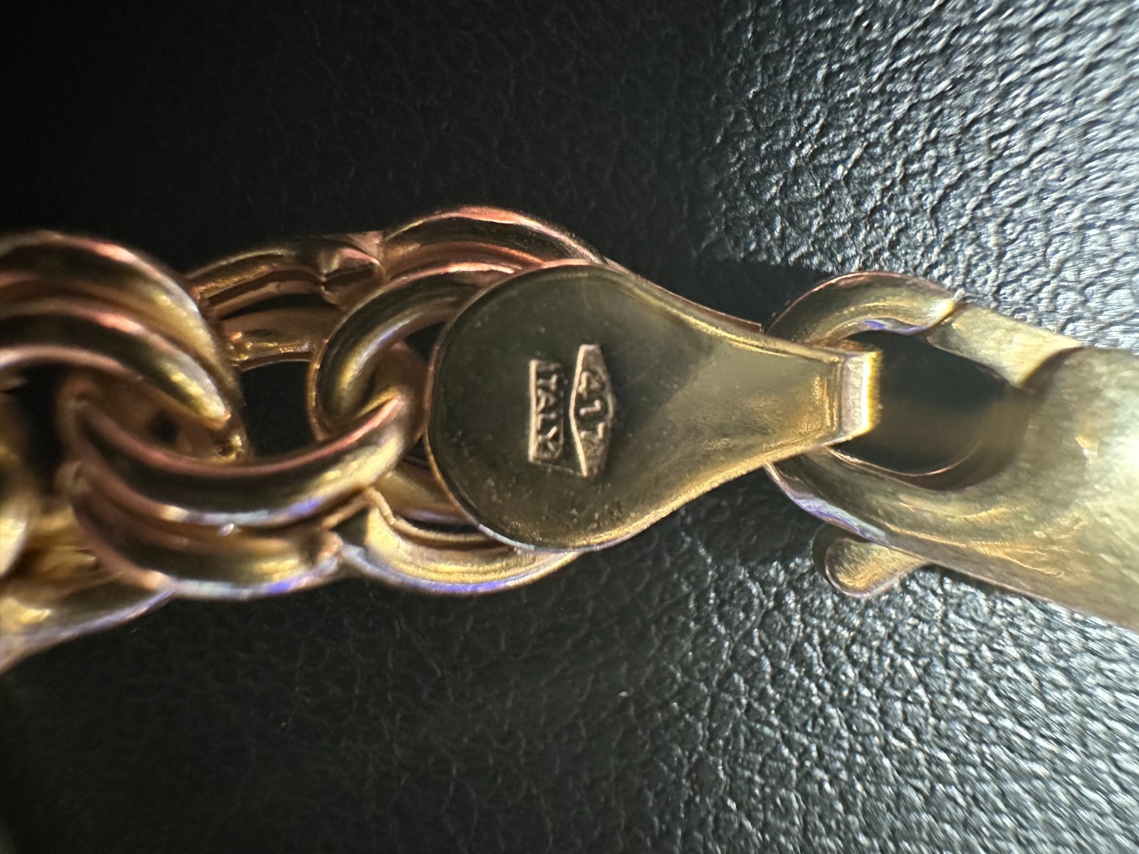 Solid 10K Yellow Gold Double Link Chain Bracelet – 417 Italy – 7.7 grams – 7″